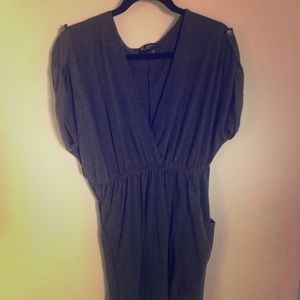 Charcoal Gray Knee Length Dress with Pockets